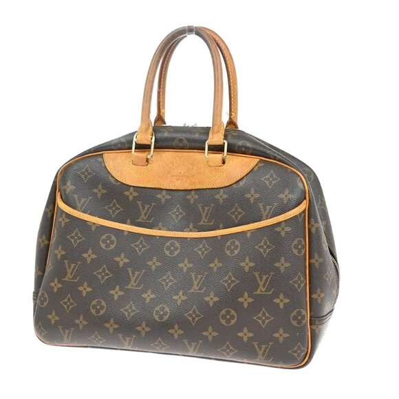 LOUIS VUITTON LV Logo Deauville Hand Bag Monogram Leather Brown M47270 33EF504 - Picture 1 of 16